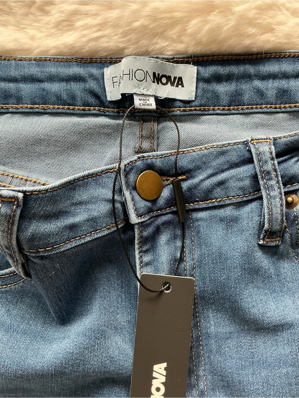 Fashion Nova Light Blue Flare Jeans - Picture 7 of 8